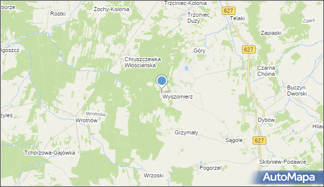 mapa Wyszomierz, Wyszomierz gmina Kosów Lacki na mapie Targeo